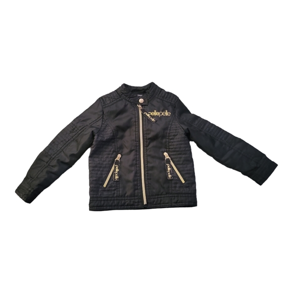 Girl's Pellepelle Black & Gold Lightweight Jacket Size 4 - Picture 2 of 6